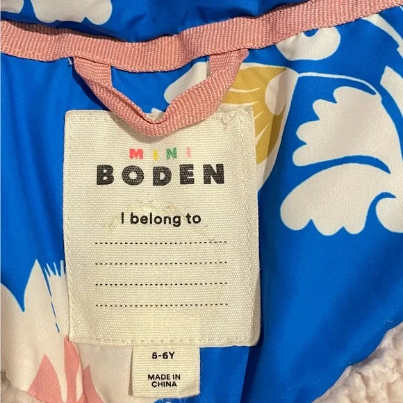 Mini Boden Blue Floral Puffer Jacket
